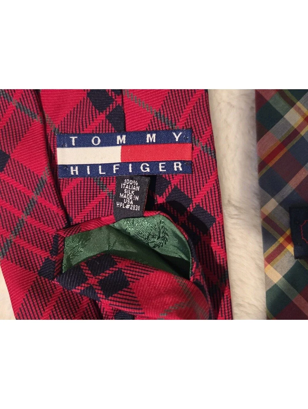 4 Vintage Madras Plaid Tartan Ties Red Blue Pink Yellow Tommy Hilfiger Britt